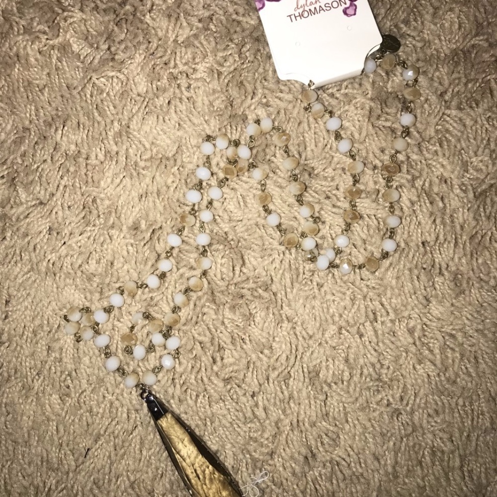 Beaded Long Necklace with Crystal